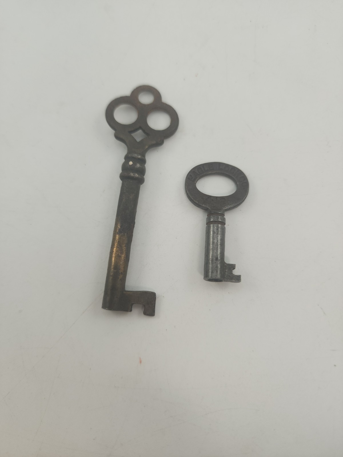 Antique Hollow Barrel 2.75” & 1.25″ Skeleton Key Cabinet Key
