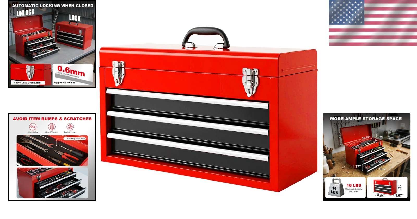 20.5-inch Steel Tool Chest with Locking Drawers