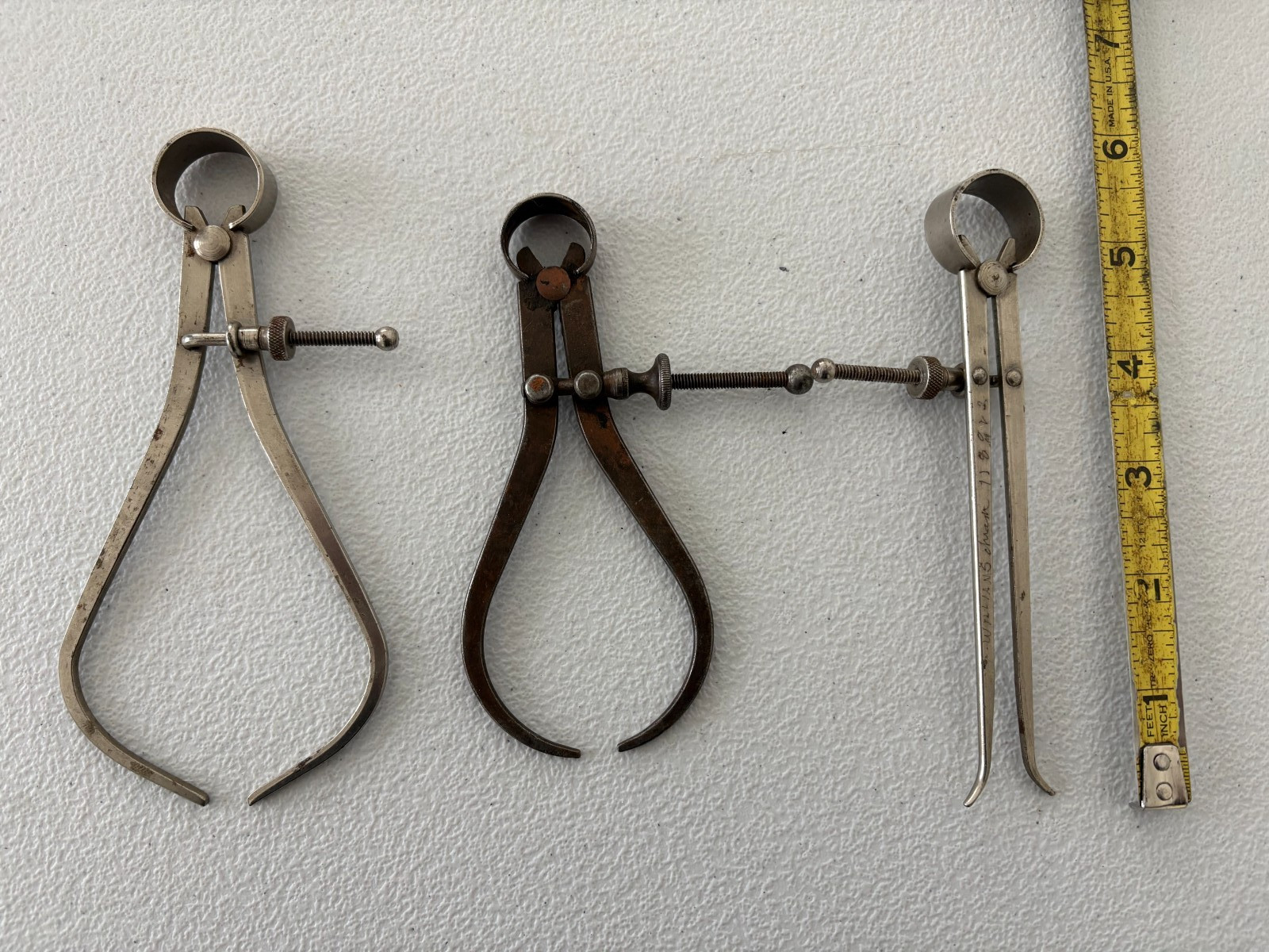 Vintage Lot of 3 Vintage Machinist Toolmaker Measuring Calipers Dividers