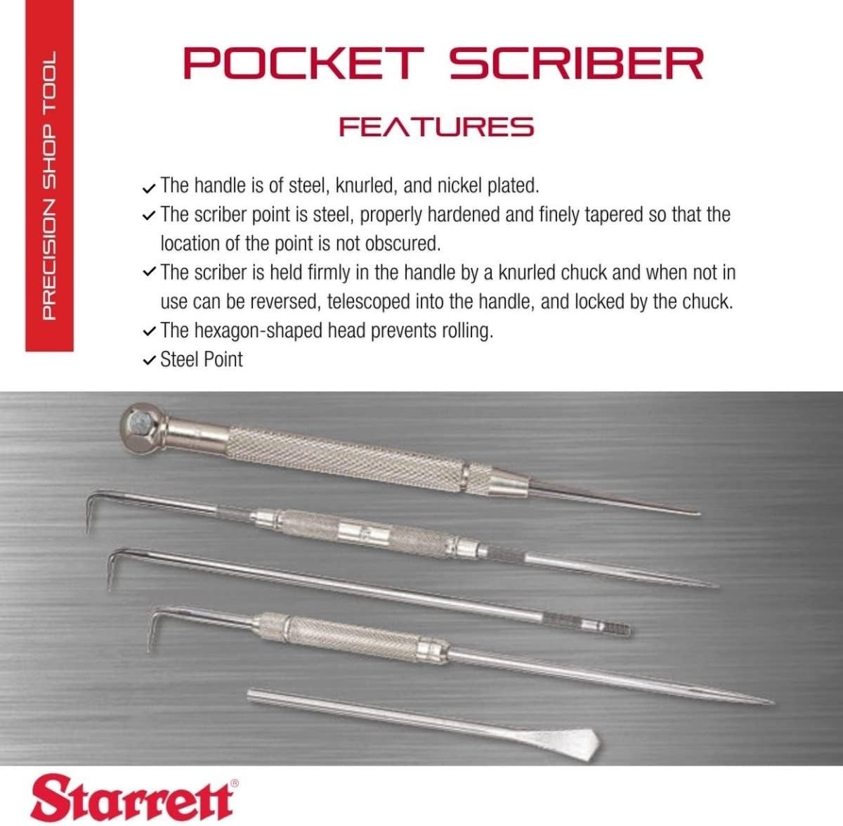 Made in USA Steel Pocket Scriber – Ambidextrous, 3/8″ Handle, Compact Design