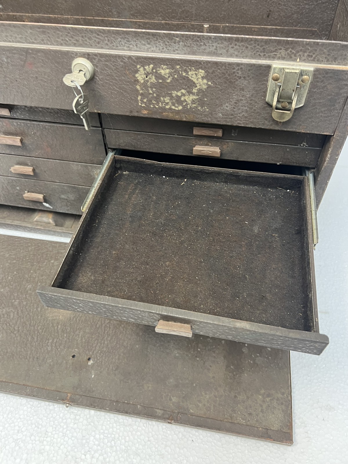 Vintage Kennedy Kits 520 Machinist Tool Box Chest 7 Drawer w Key brown metal