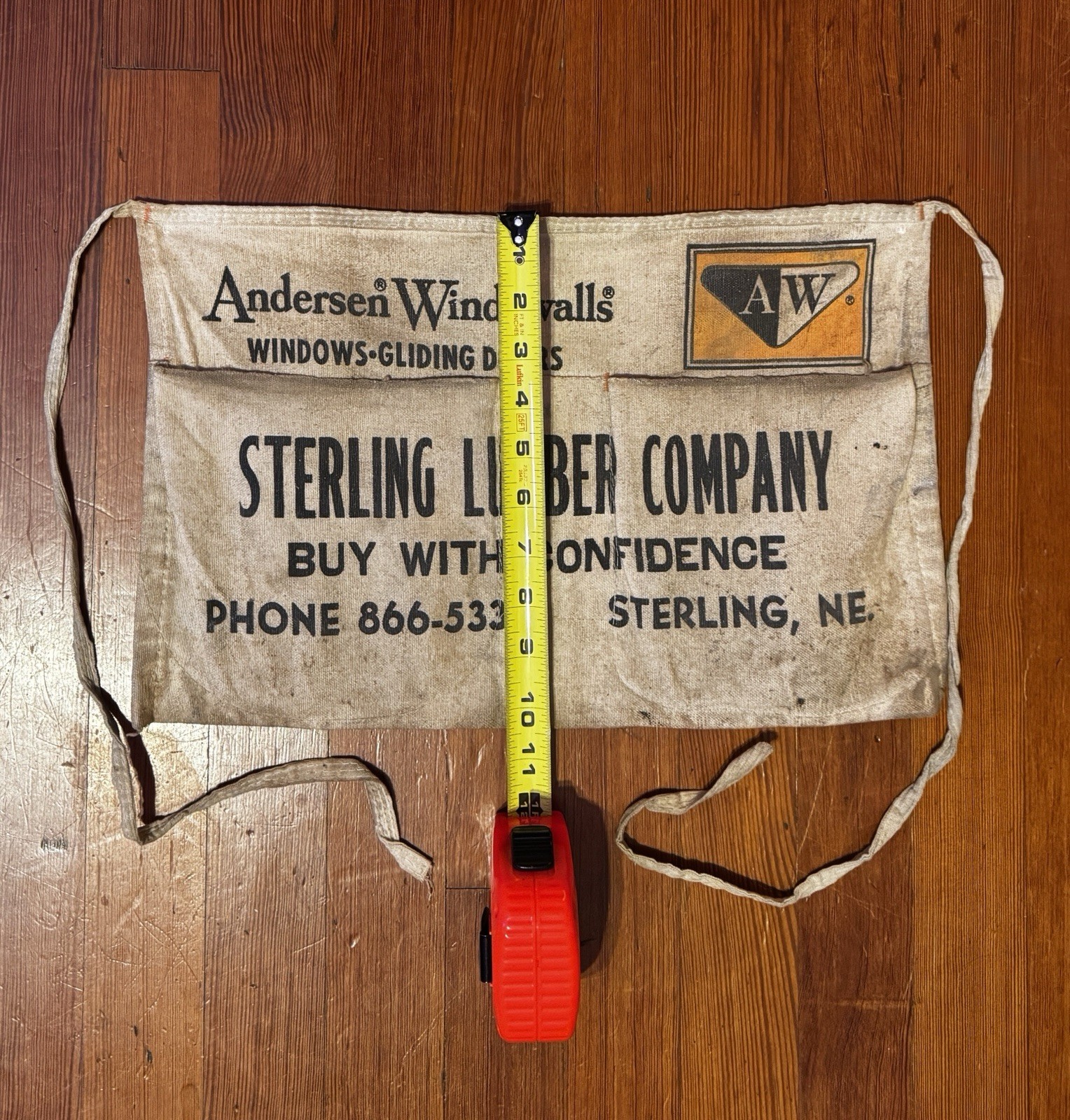 Vtg 50s 60s Advertising Sterling Lumber NE Nail Carpenter Apron Canvas Workwear