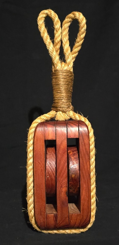 Wood Maritime Block and Tackle 4 3/4″ x 3 3/4″ x 16″