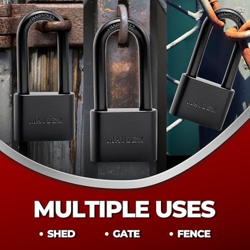 Weather-Resistant Padlock with 5 Keys – Durable Steel Outdoor Lock for Gates, St