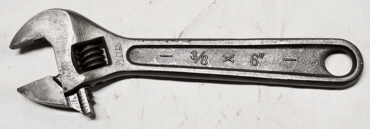 6” W.H.-B. Brand 3/8 x 6” Adjustable Wrench / Vintage Hand Tool / Mt Top Tools