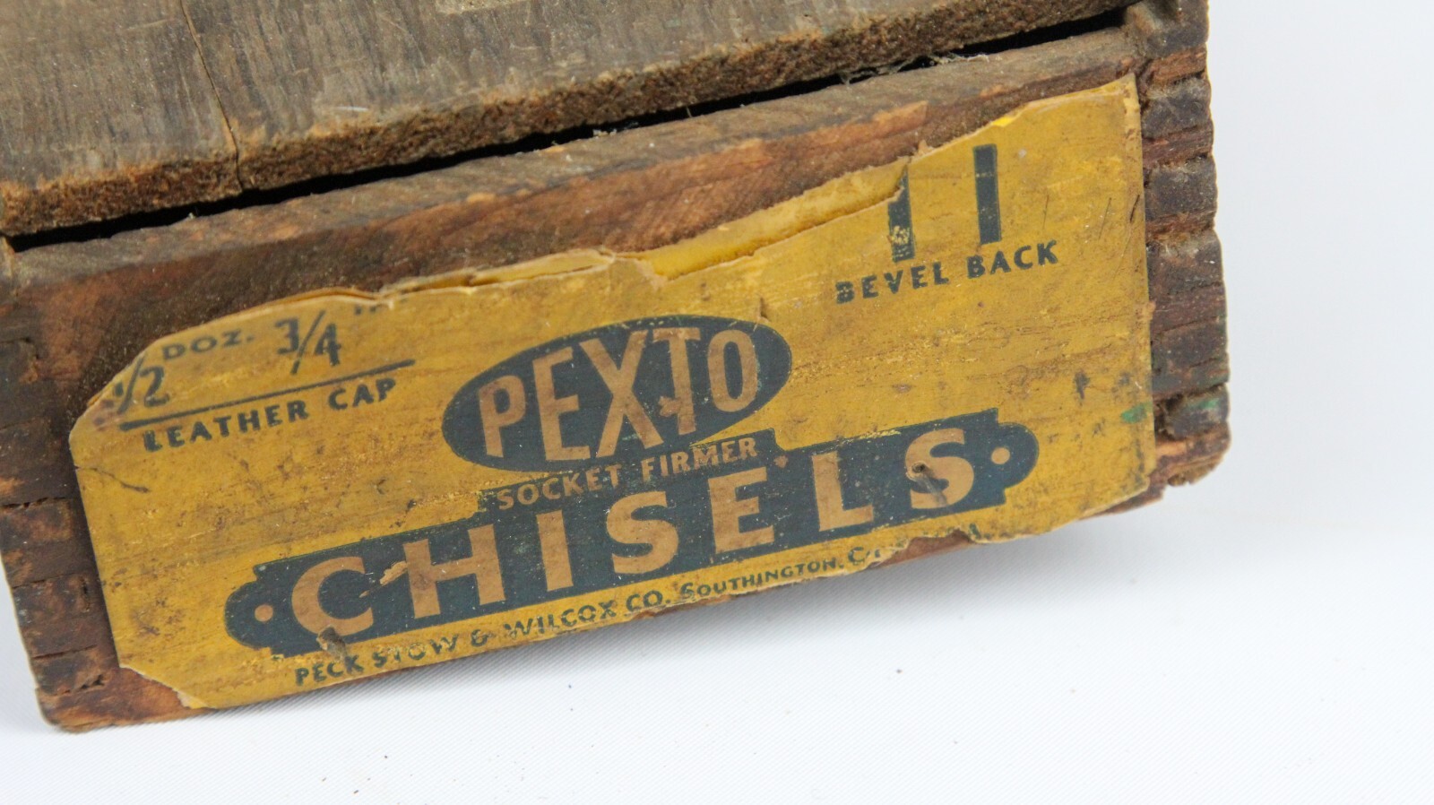 Vintage Pexto Peck Stow & Wilcox Wooden Socket Firmer Chisel Box Empty