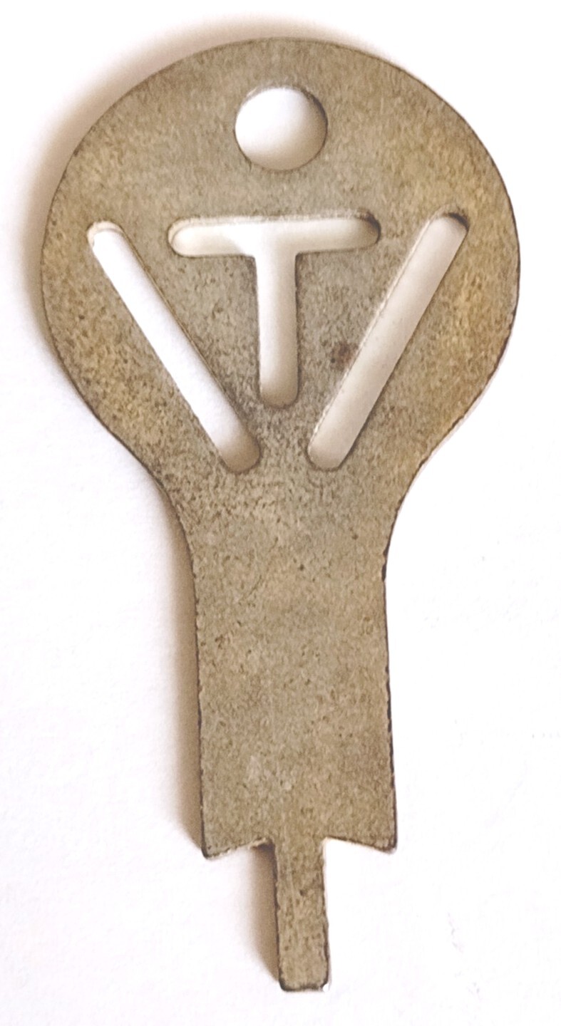 Vintage Flat Winding Key Flat “T” Appx 1-7/8″ Locks Paper Towel Toilet Paper Key