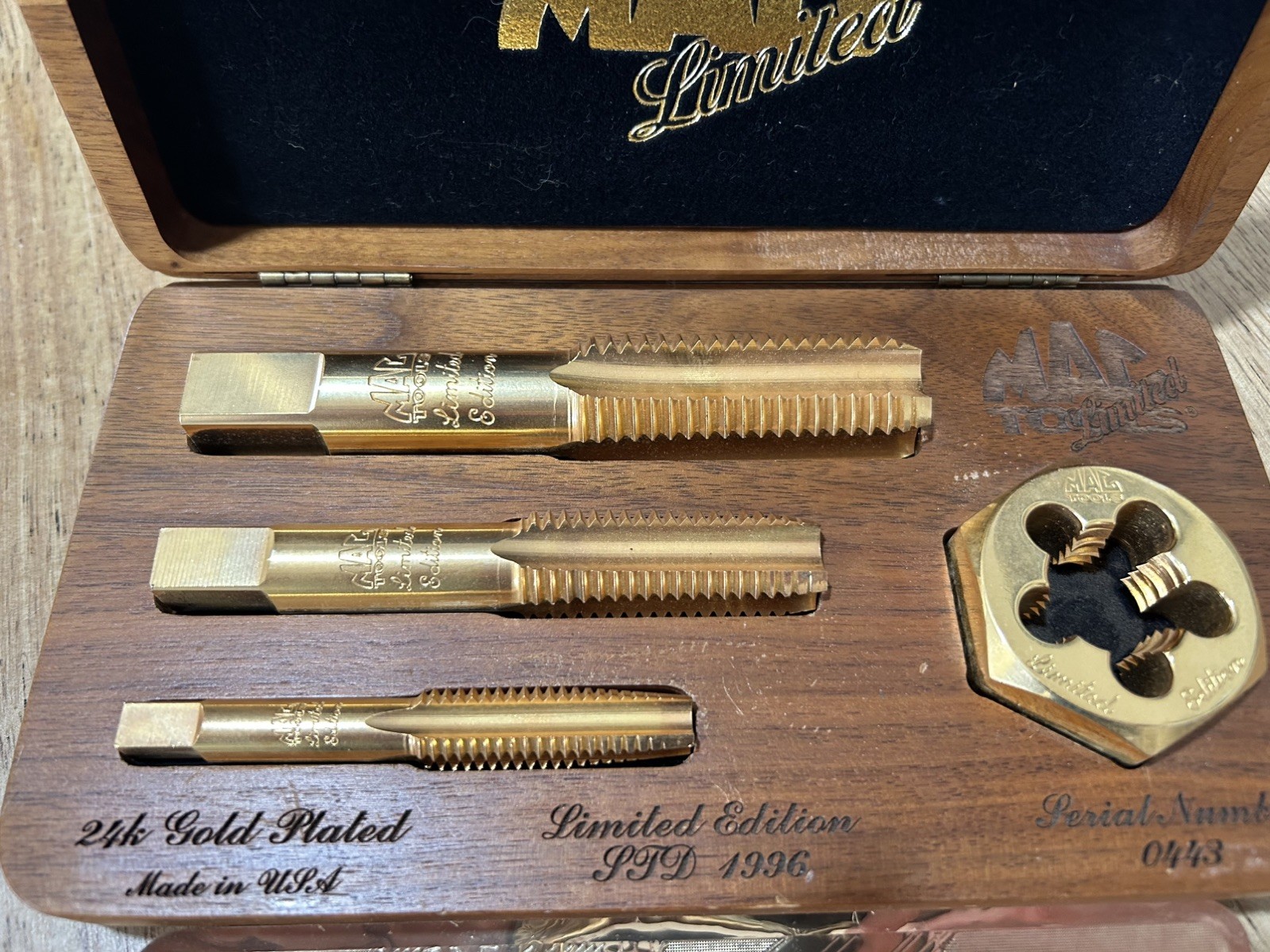 1996 MAC Tools 24k Gold Plated Tap Die Limited Edition Serial #0443