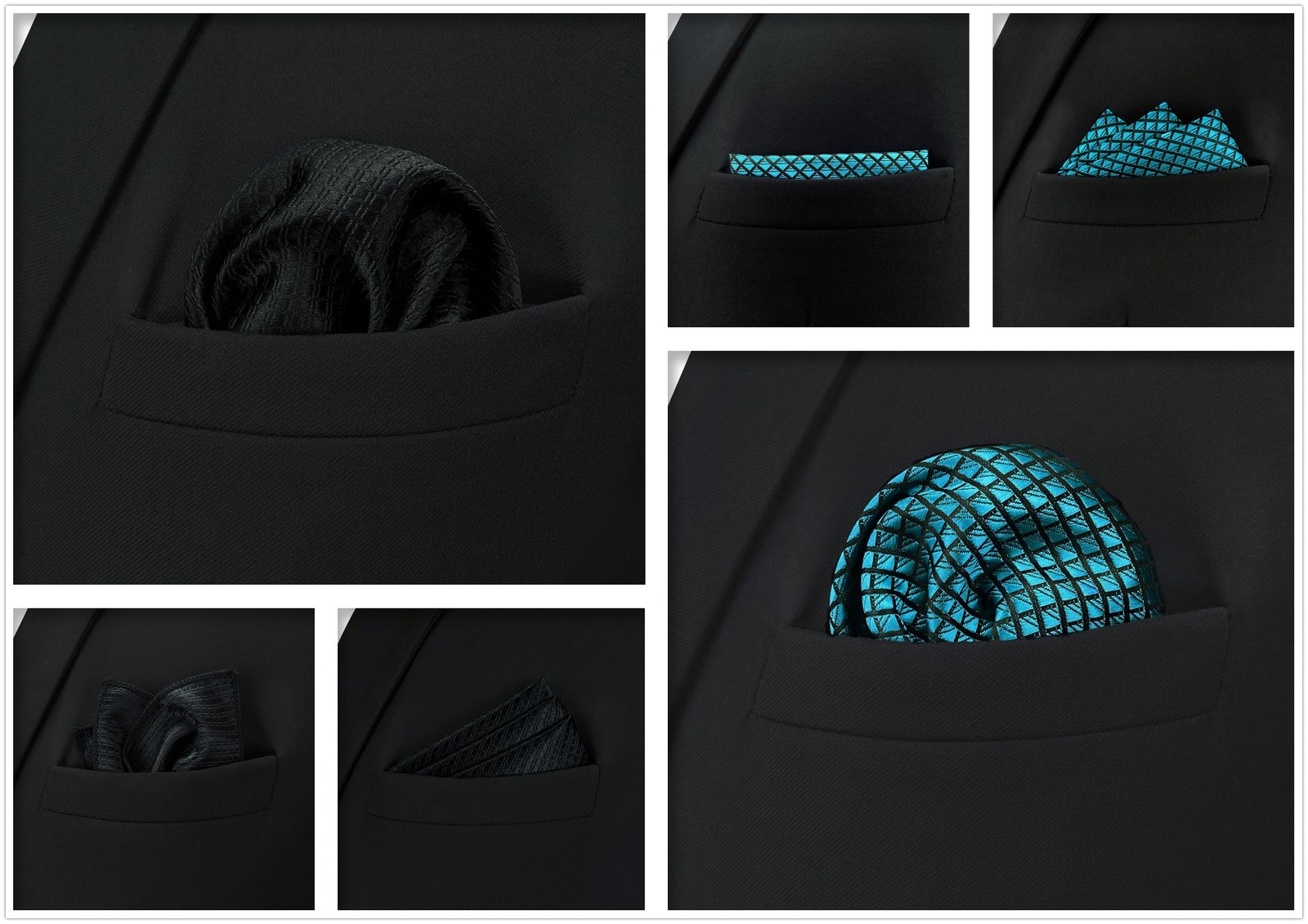 SHLAX&WING 5 Pieces Assorted Mens Silk Pocket Square Handkerchiefs Set Lot 19