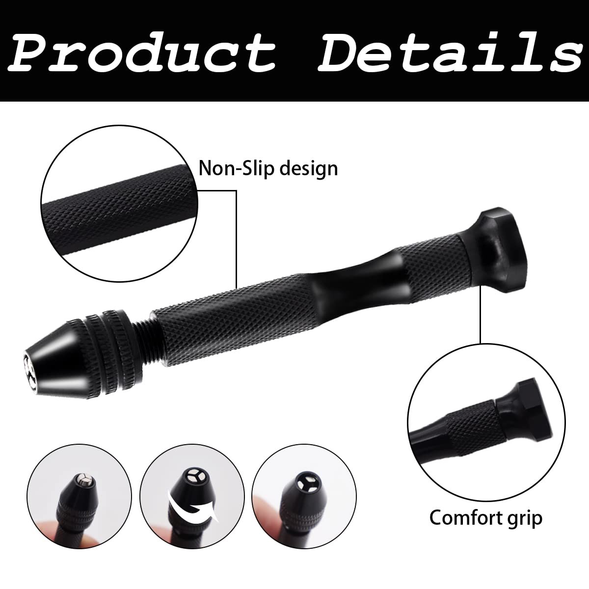 Dianrui 60 PCS Pin Vise Hand Drill Set 60pcs Set, Black