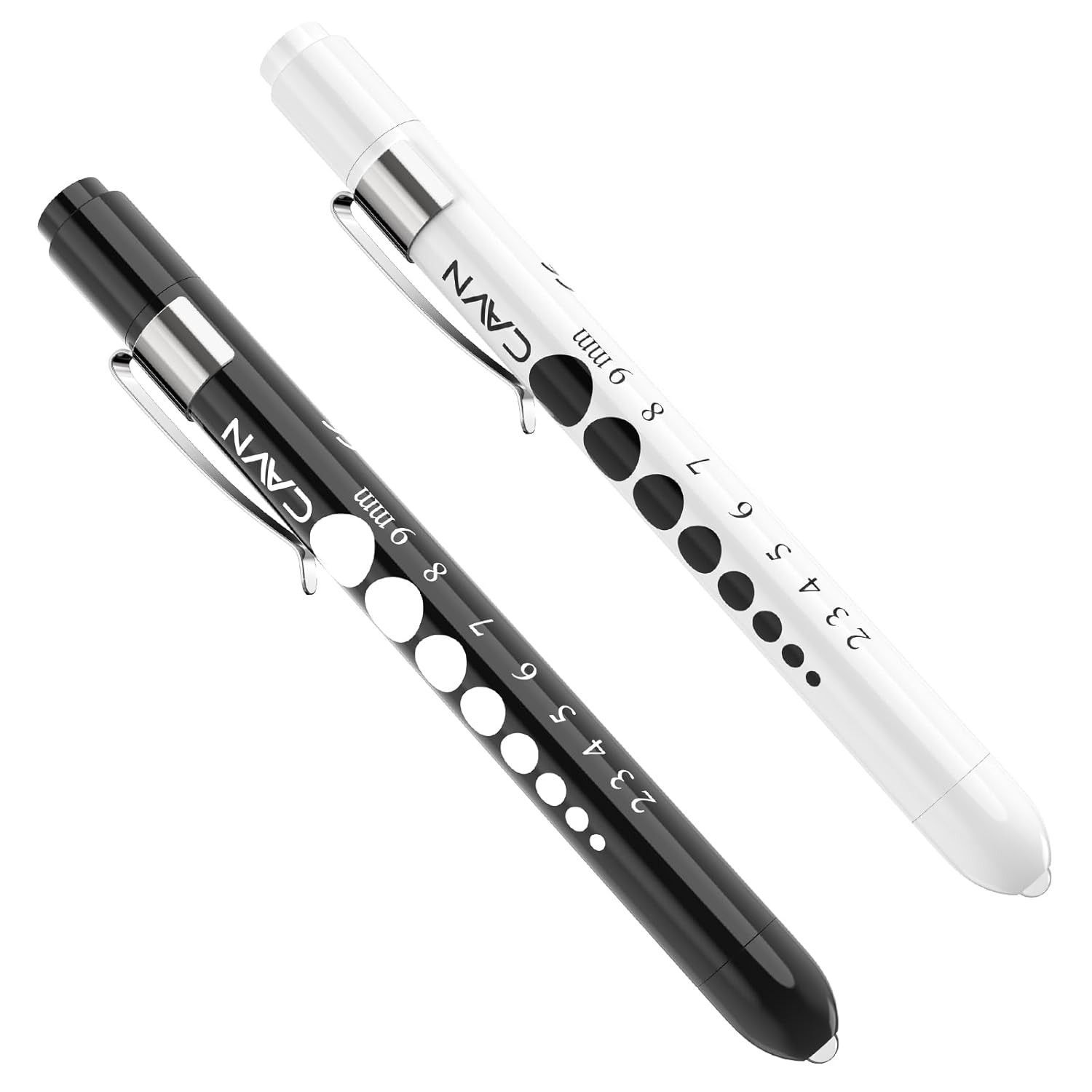 LED Medical Penlight with Pupil Gauge 2 Pack Reusable Nurse Doctor Flashlight