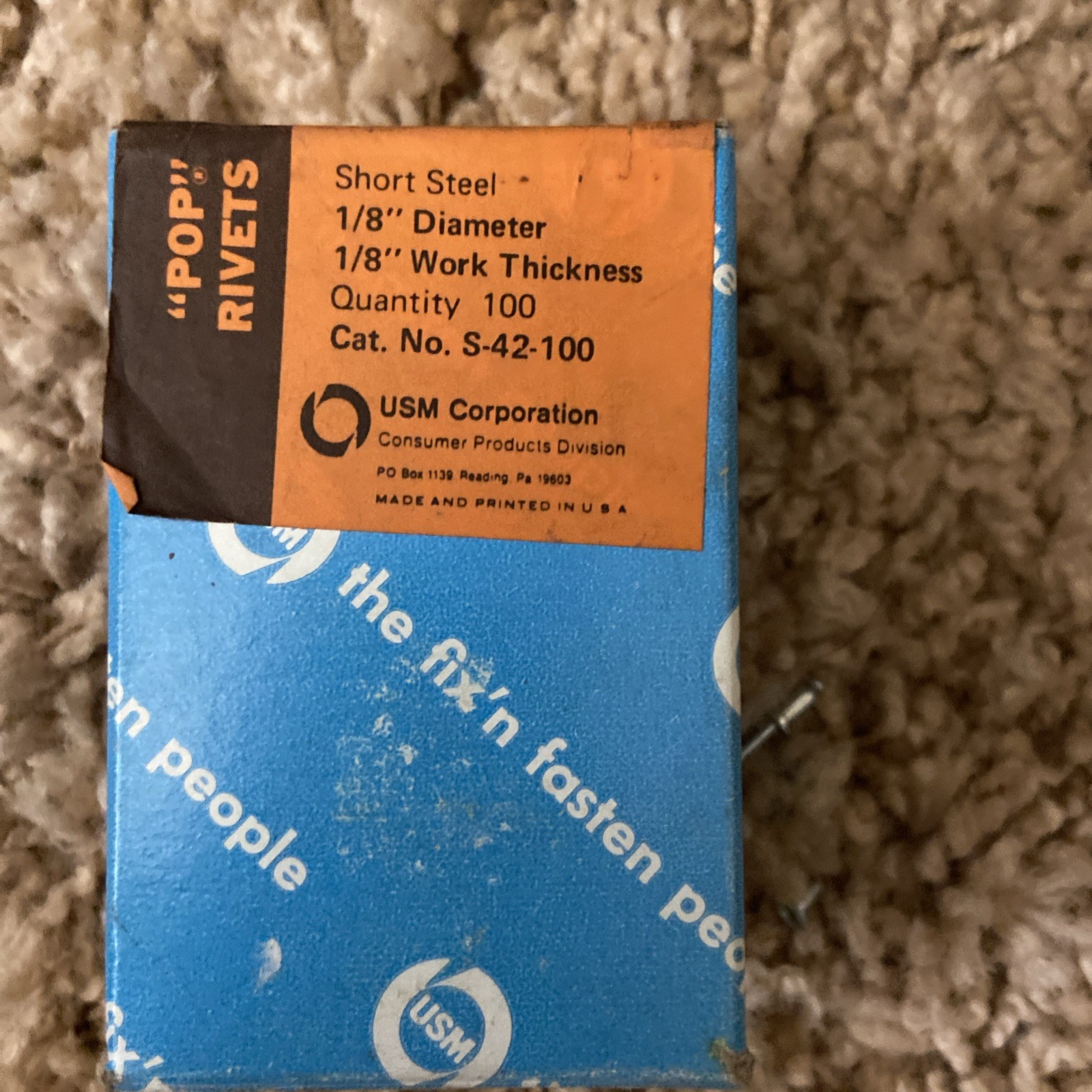 Vintage Original USM Corp Pop Rivet Trailer Repair Kit # 102 1941 Original Case!