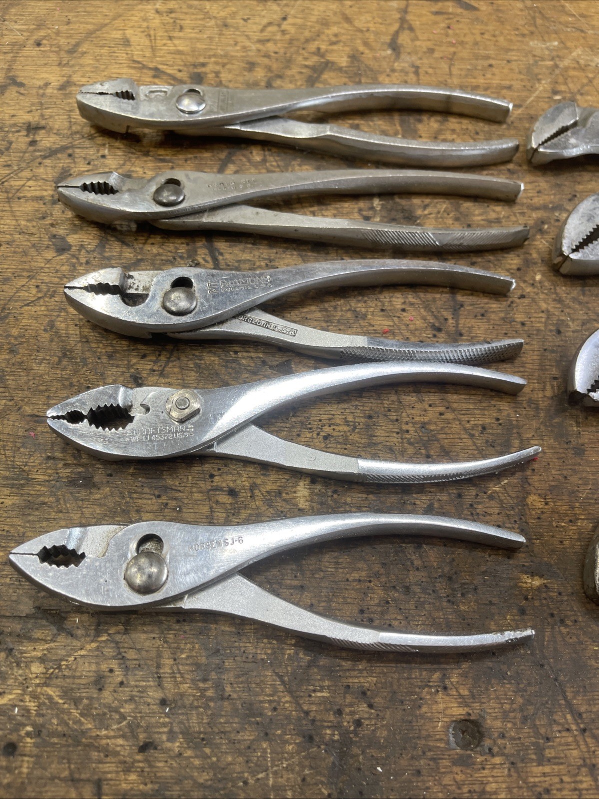 Vintage Lot of 9 Pliers – Proto, Craftsman, Blackhawk, Diamond, Stanley, Others