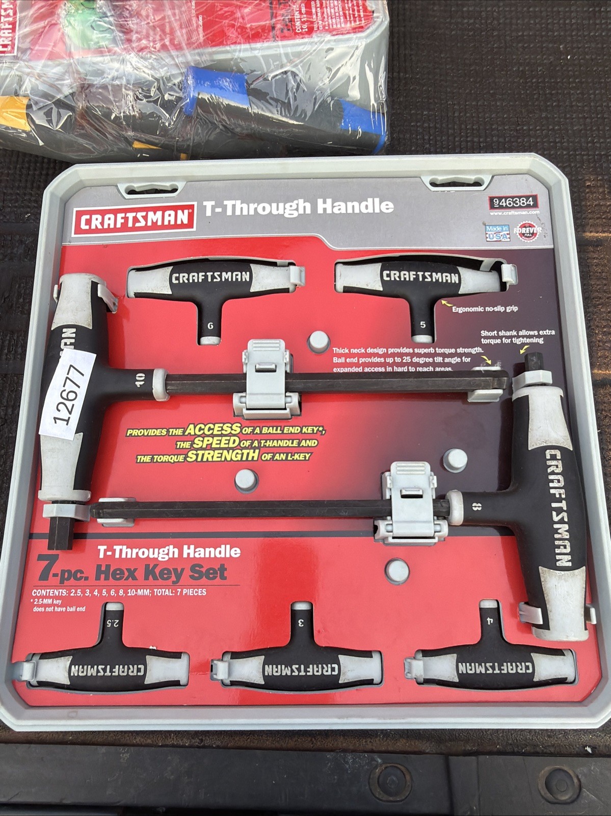 Sears Craftsman USA Nos T Handle Through Hex Key Set 7pc 46384