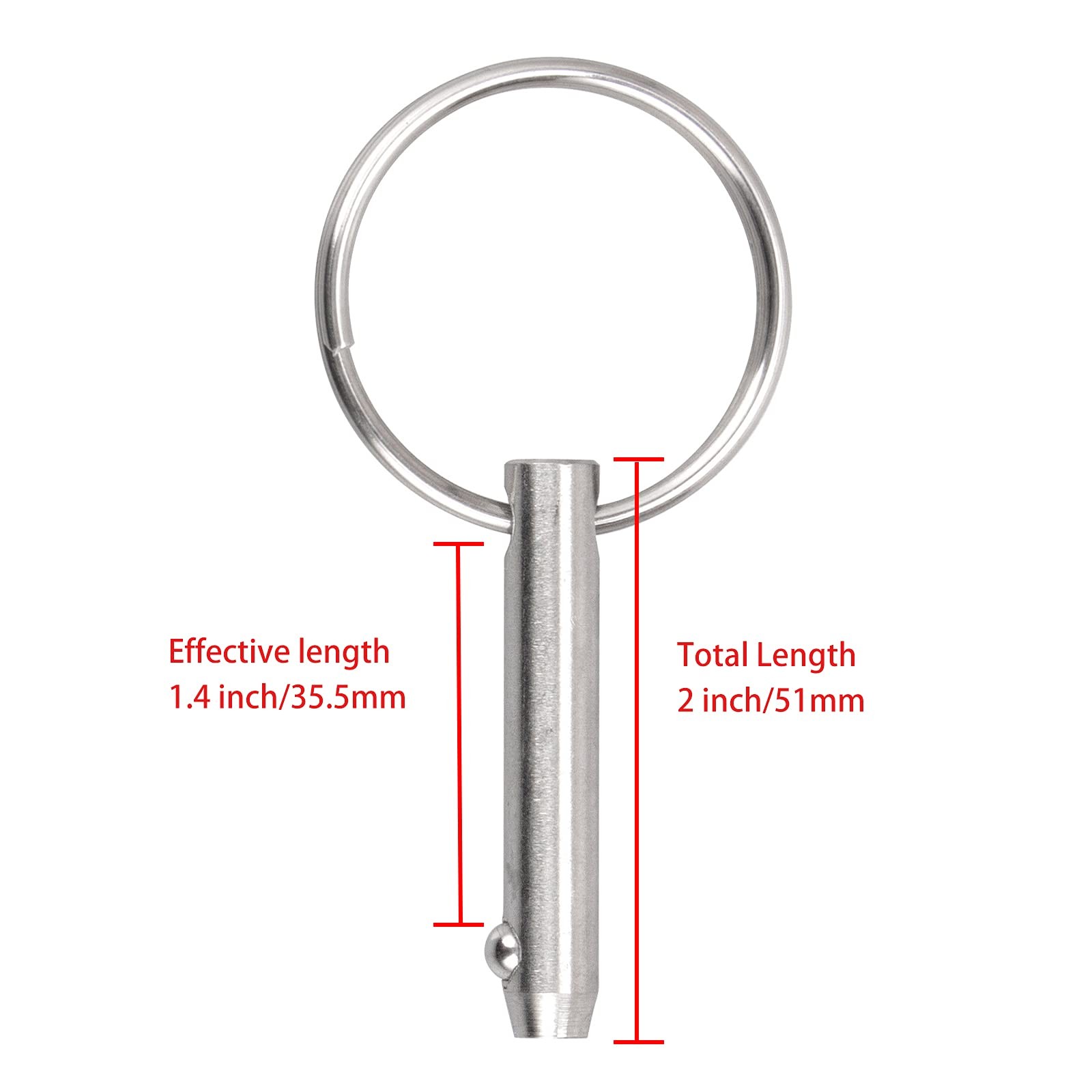 4 PCS Quick Release Bimini Top Pin 0.25 Inch Diameter Length 2″ Active 1.5″