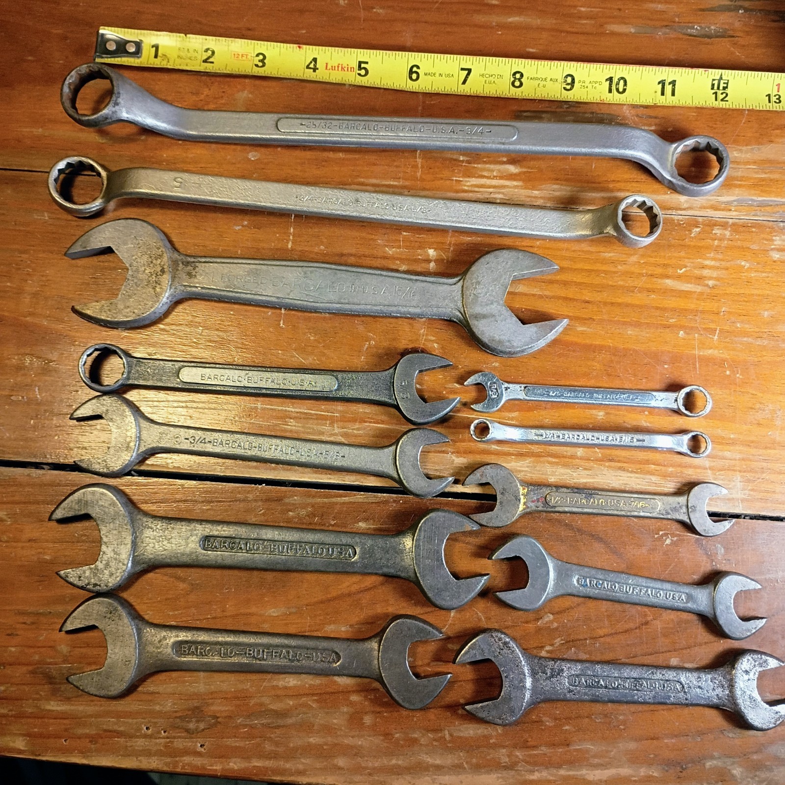 12 Vintage Barcalo Buffalo USA Wrenches Open End Double Box End Combination