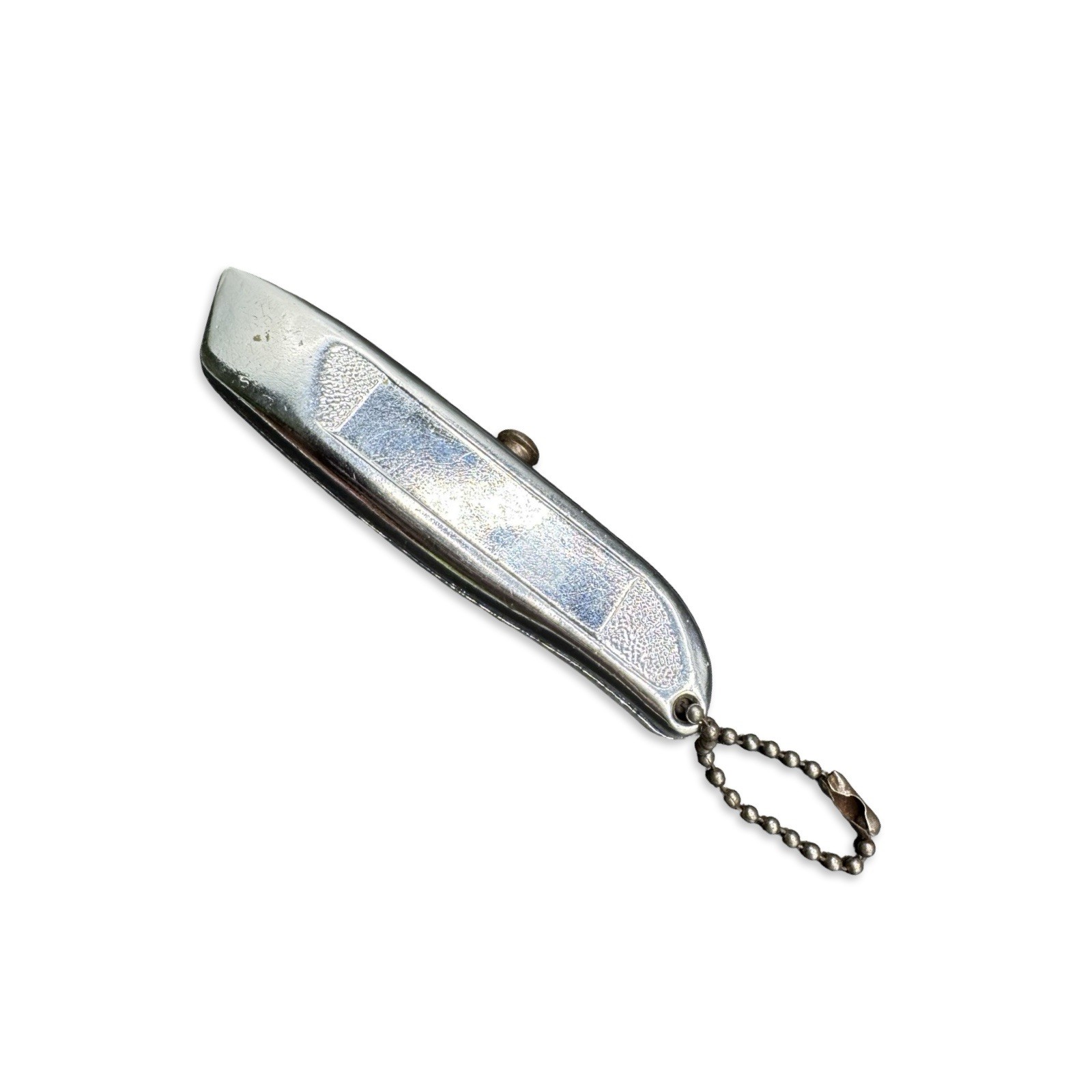 Vintage 80s Metal Sliding Utility Knife Blade Box Cutter Keychain