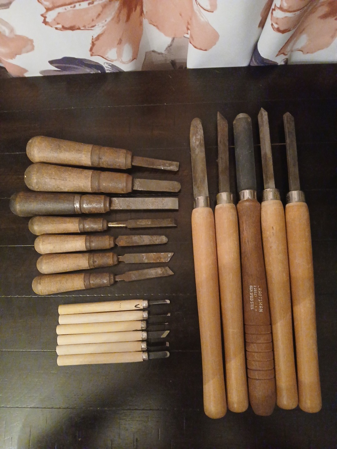 VTG Lot Of Lathe Woodworking Chisels And Tools. 3 Sets Of Large, Medium & Small