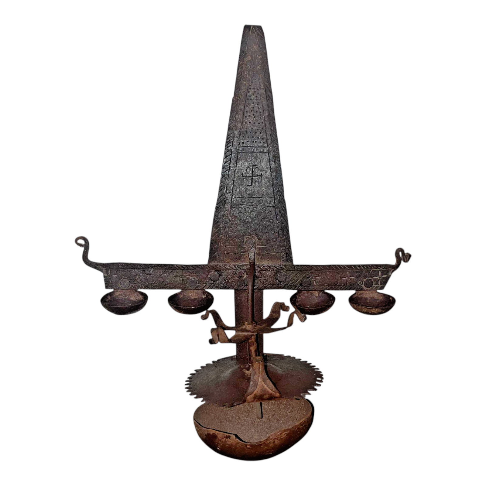 1900s Old Antique Iron Tribal House Halloween Horror Decorative Hanging Oil Lamp