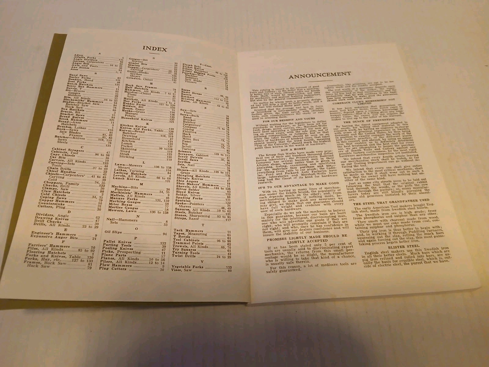 Zenith Tools and Cutlery Marshall-Wells Hdwe. Co. Catalog Facsimile
