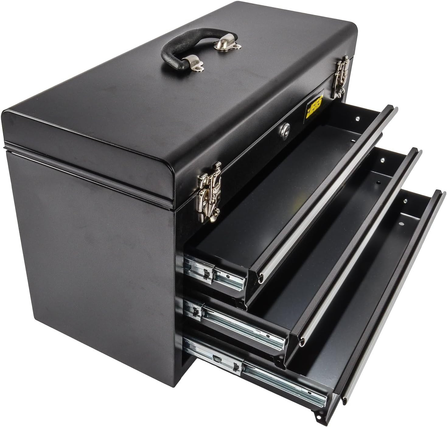 3-Drawer Toolbox – Metal Toolbox with Ball-Bearing Drawer Slides – Rust-Resistan