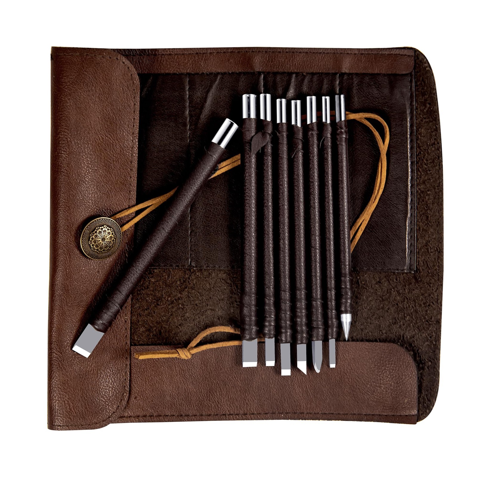 8 Pcs Tungsten Steel Chisel, Metal Engraving Tools, Chisel Set with Leather S…