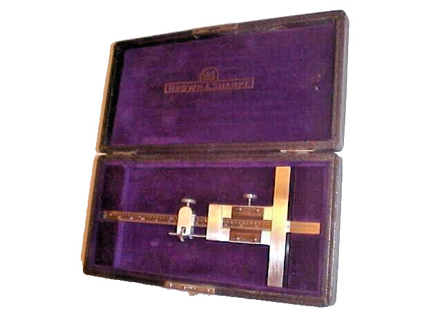VINTAGE BROWN + SHARPE #600 VERNIER MACHINIST DEPTH GAUGE + CASE UNUSED
