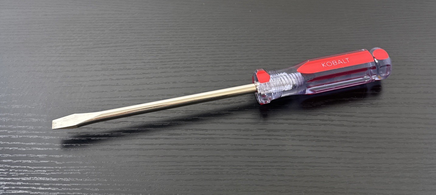 Kobalt Large Flathead Screwdriver Red Handle Size 3/8” – 6in Length