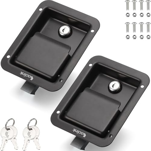 Truck Tool Box Lock Replacement kit, 2PCS 2PC (5.5″L x 4.3″W x 1.6″H) Black