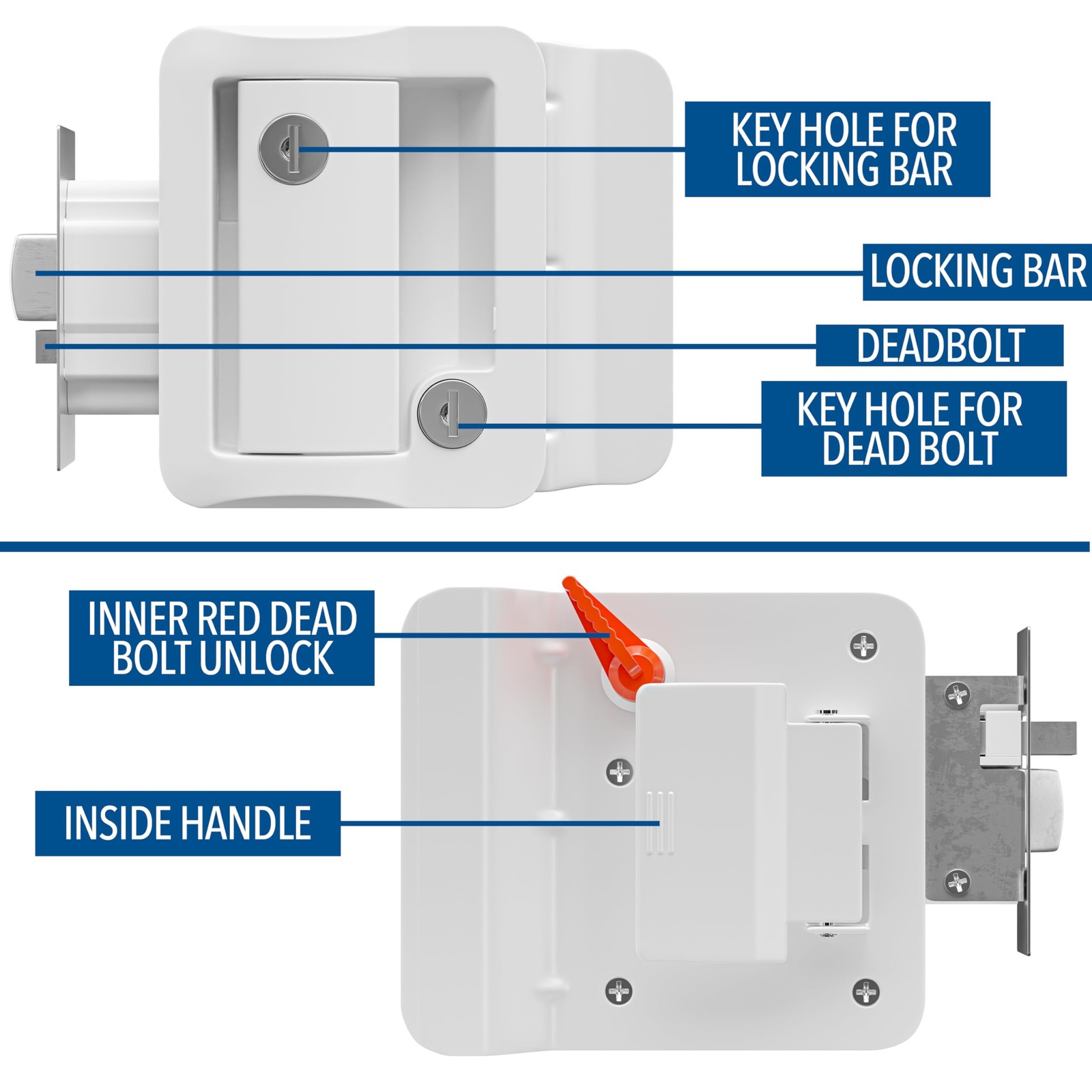 RV Door Lock with Paddle Deadbolt, Camper Door Handle Latch, 100% Metal RV En…