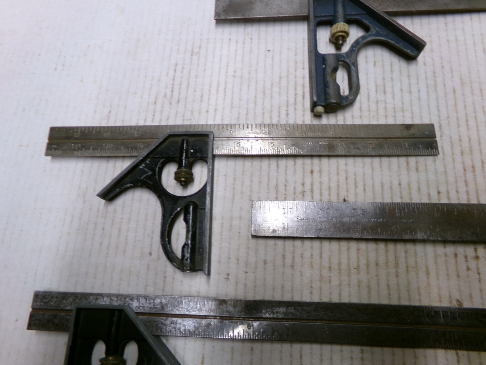 Lot of Combination Squares Machinist Tools Sears Craftsman Stanley Globemaster