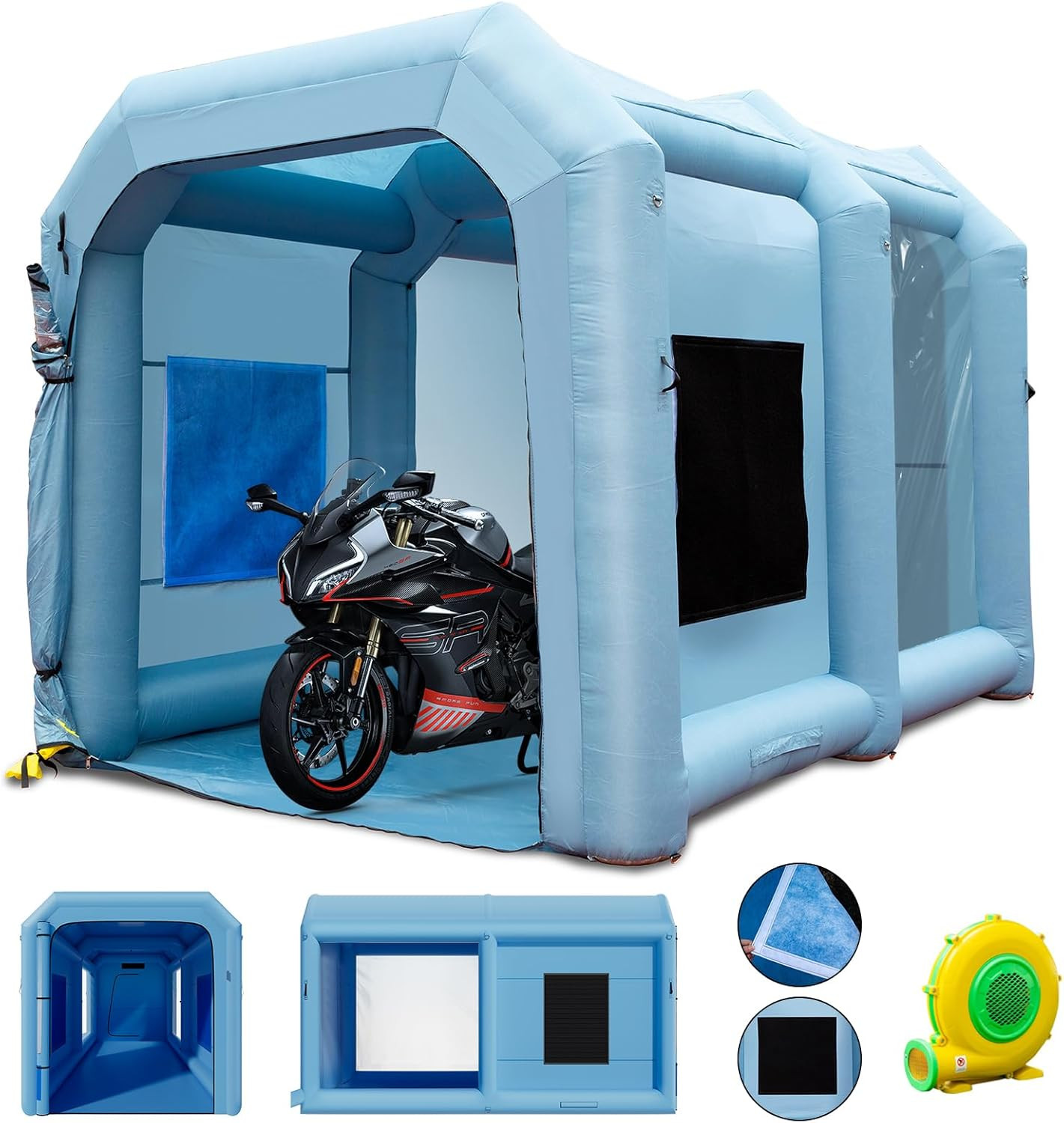 Inflatable Paint Booth, 13X10X9Ft Inflatable Spray Booth, 950W High Powerful Blo