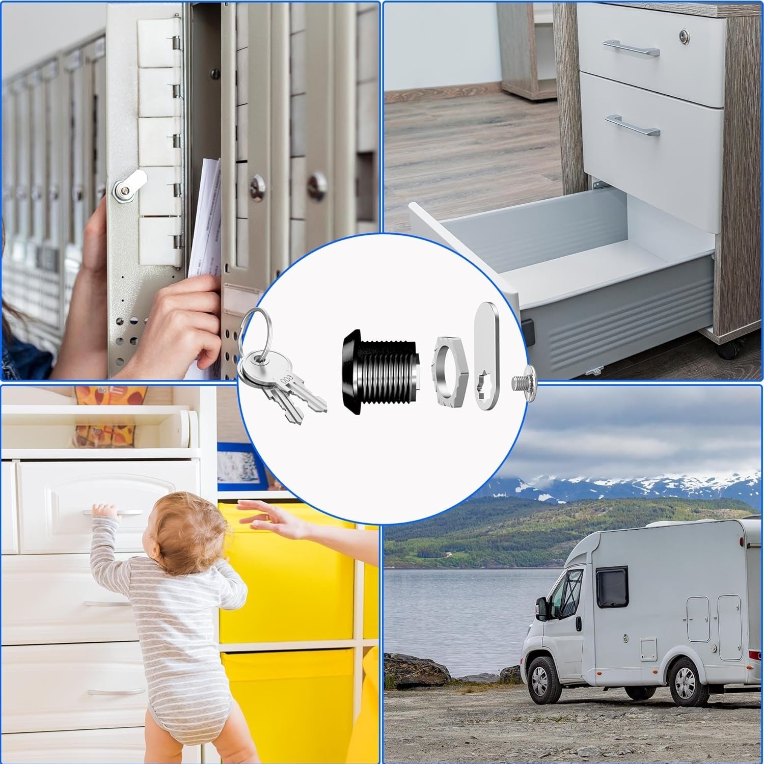 6 Pack 5/8-Inch Keyed Alike Zinc Alloy Cabinet Locks for Enhanced Security