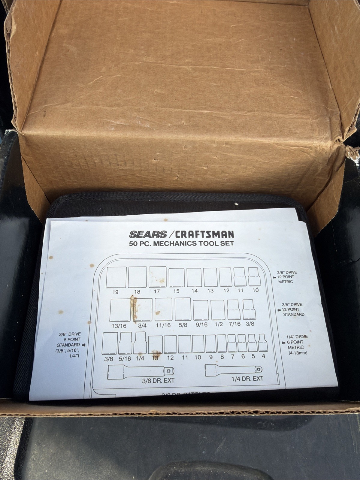 Sears Craftsman USA Nos Rare 50pc Mechanics Tool Set 33650 SAE Metric Ratchets