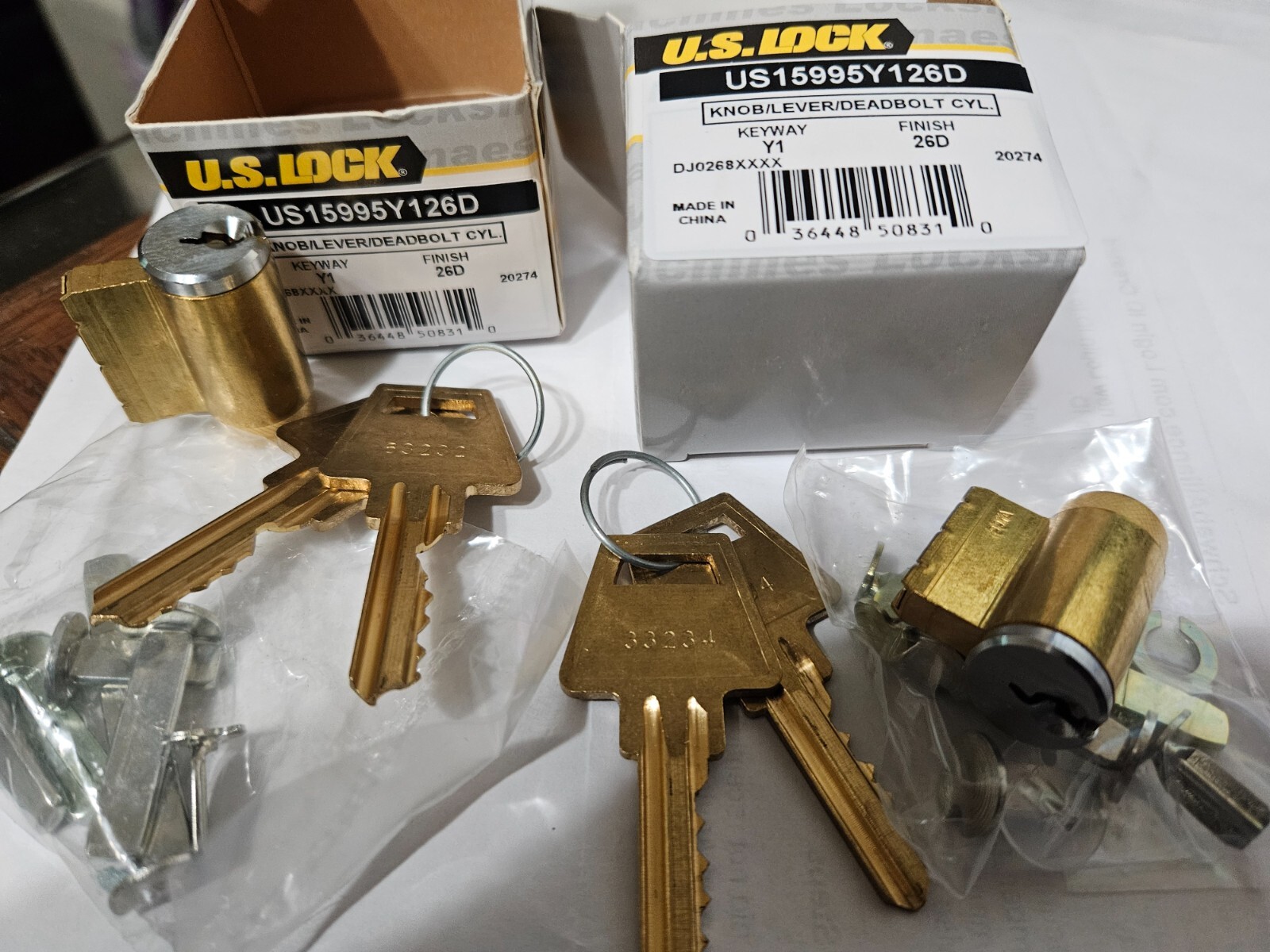 2 pack, US Lock US15995Y126D Knob/Lever/Deadbolt Keyway Y1, 26D Chrome