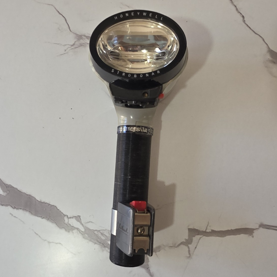 Heiland Honeywell Strobonar Vintage Flash Handle, Handheld Light Gray/Black