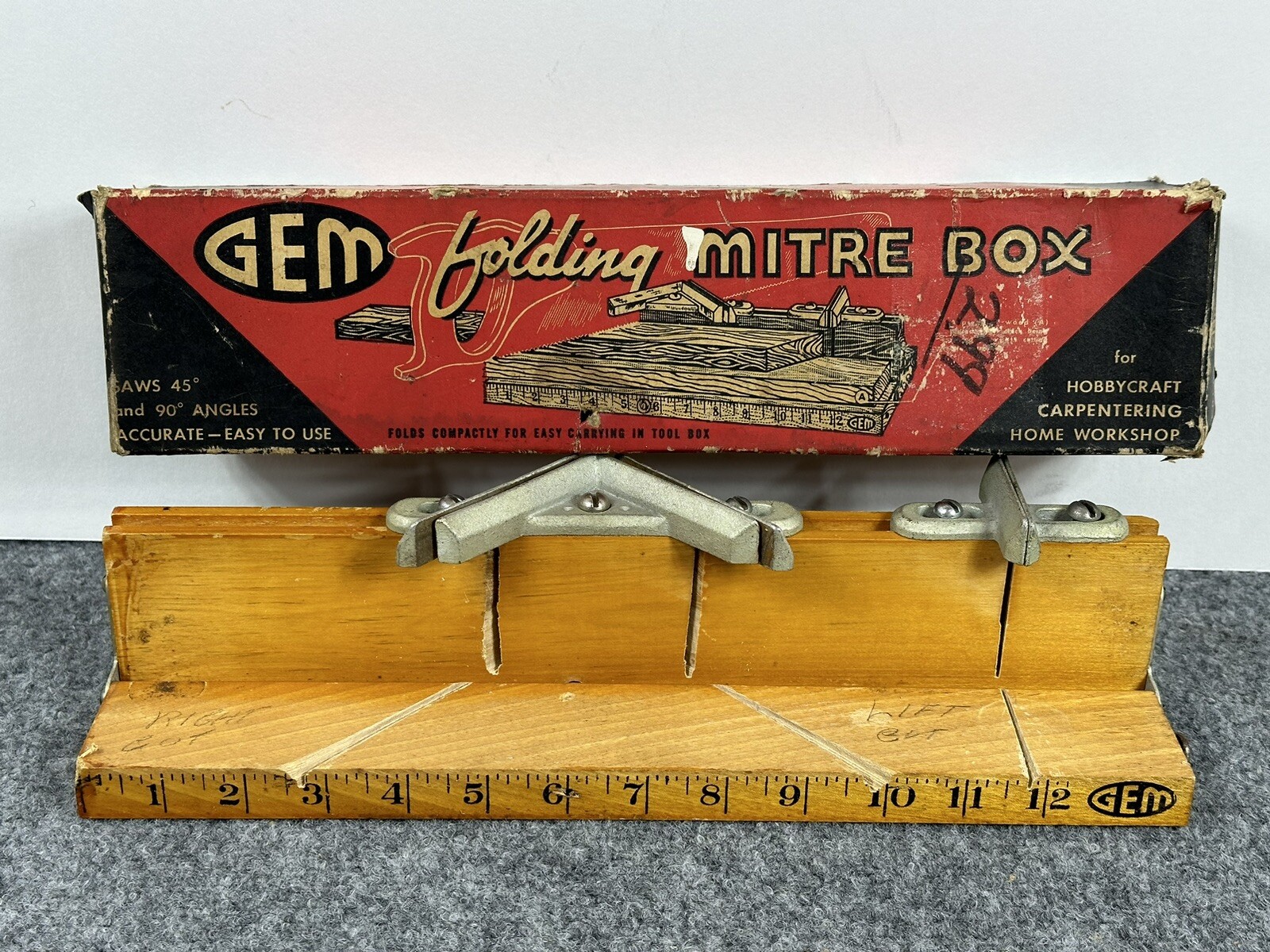 Vintage Gem Folding Mitre Box The Alaska Freezer Co Winchendon Mass USA