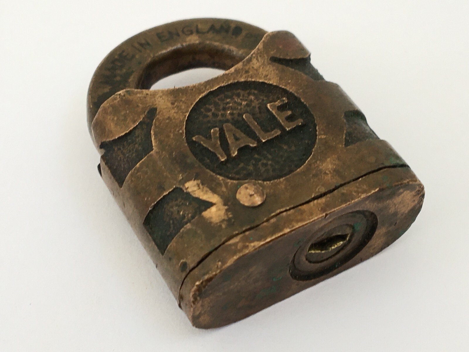 Lock Old Vintage Brass Padlock Yale Made In England Collectible NO key