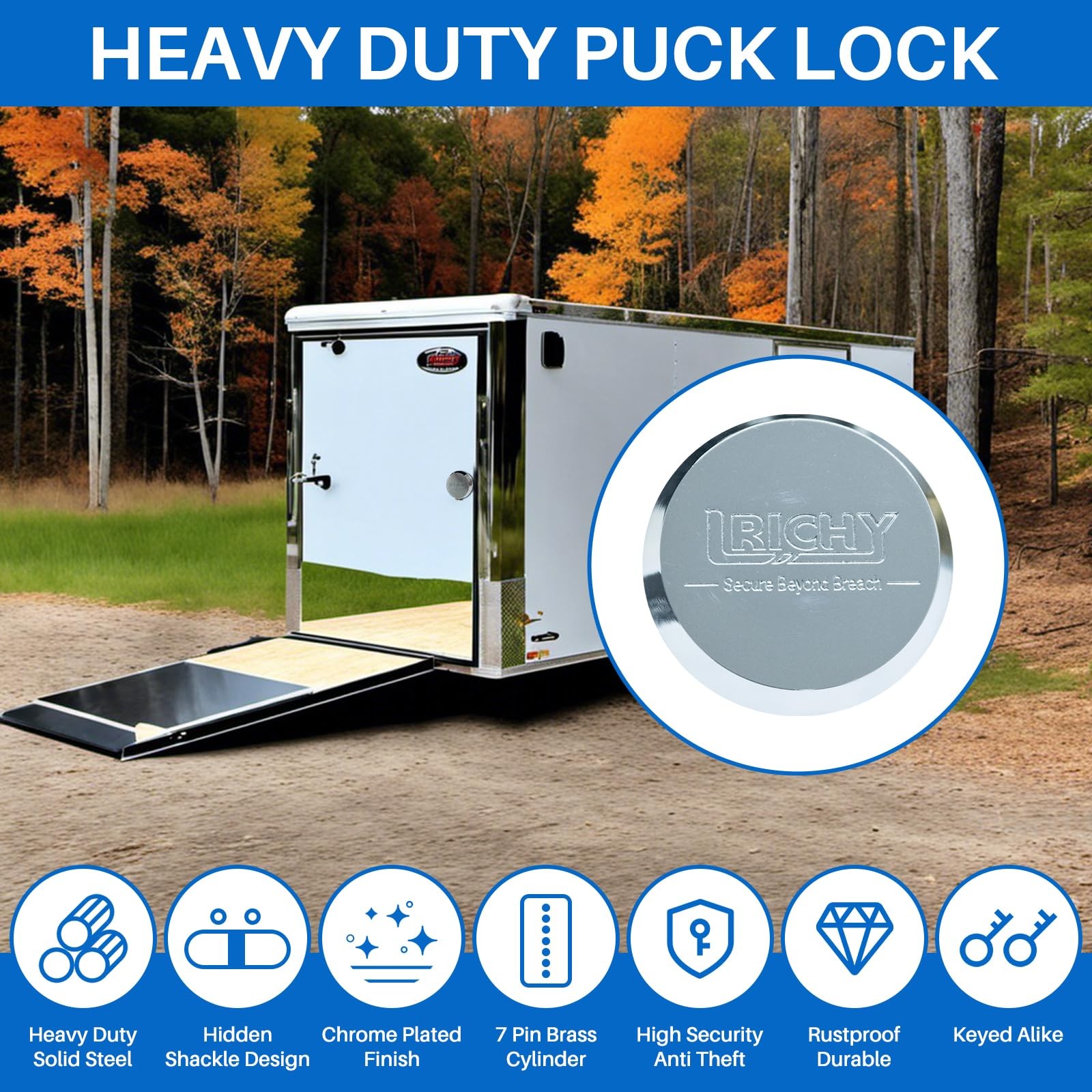 2-7/8″ Rustproof Solid Steel Puck Locks, Heavy Duty Security Trailer Door Loc…