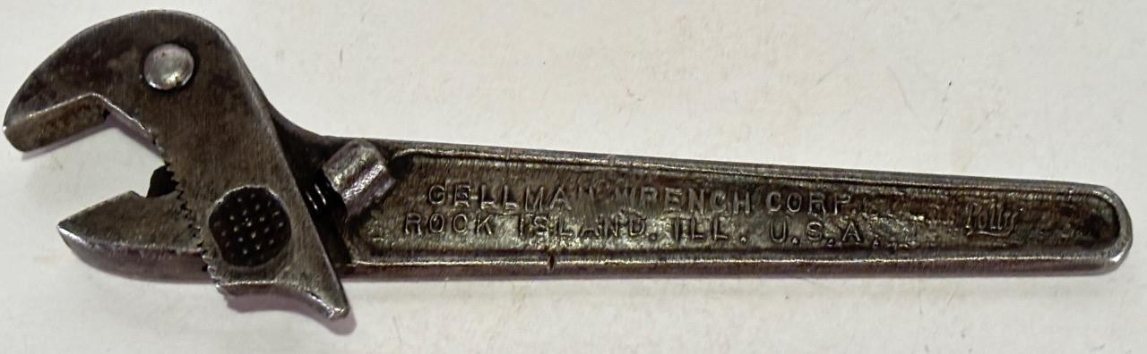 ANTIQUE GELLMAN NO. 61 POLLY 6″ ADJUSTABLE WRENCH PAT. APR. 17, 1923 ROCK ISLAND