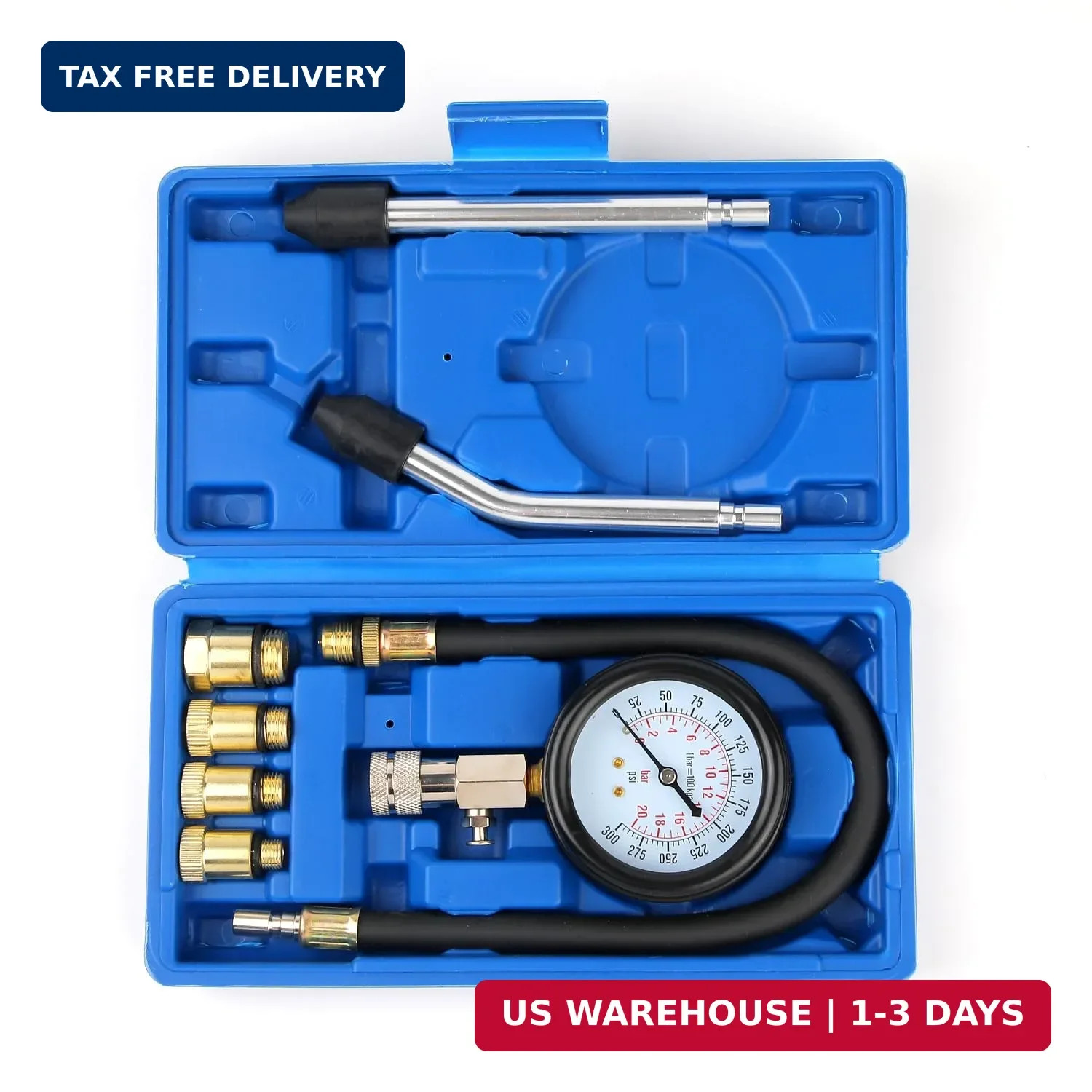 Compression Tester, 8pcs Engine Compression Tester kit Professional Petrol Gas E