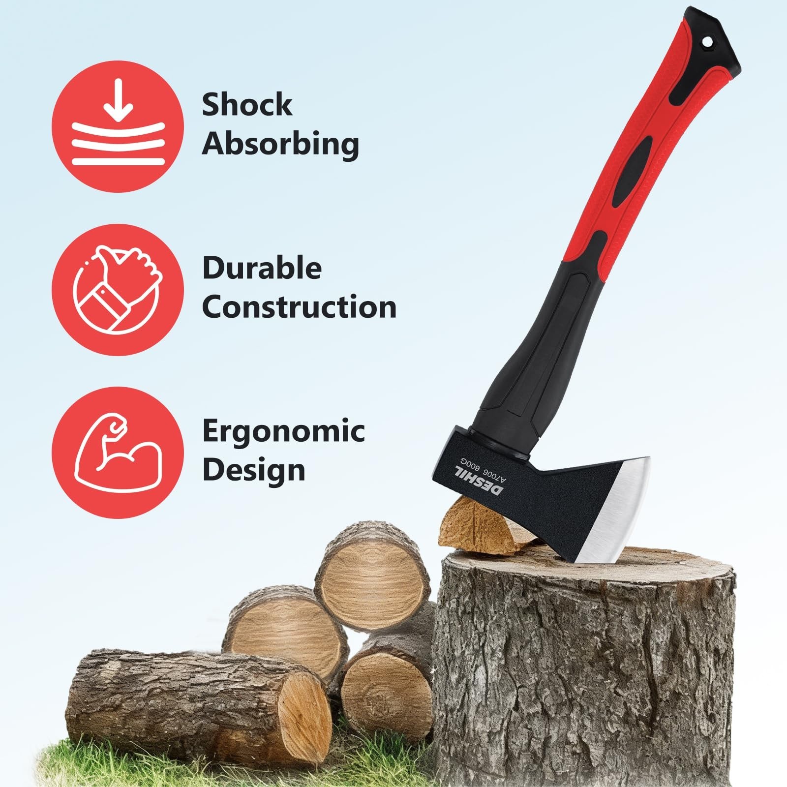 DESHIL 15-Inch Camping Hatchet Axe Outdoor Hatchet with Sheath | 45 carbon st…