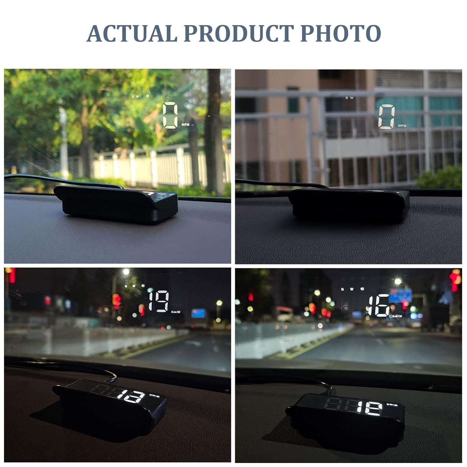 M1 White Windshield Projection Heads up Display, Digital GPS Speedometer with Sp