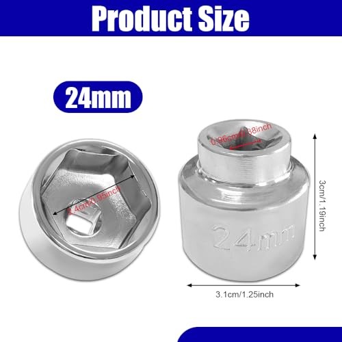 Oil Filter Socket Wrench, Oil Filter Removal Tool, 3/8″ Drive Oil Filter 24mm