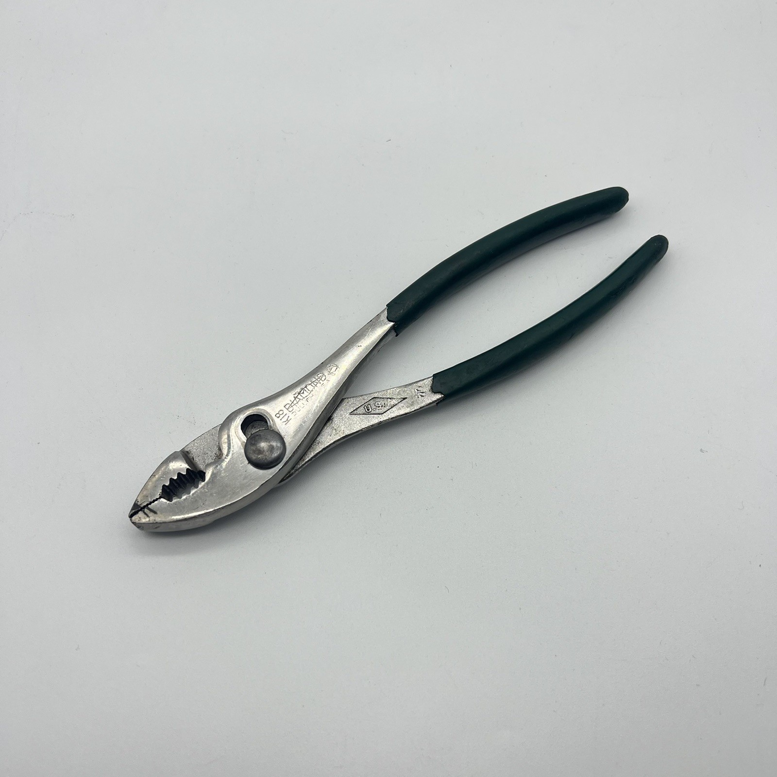 Vintage DIAMOND K18 Slip Joint Pliers 8” Long Green Grip Duluth USA