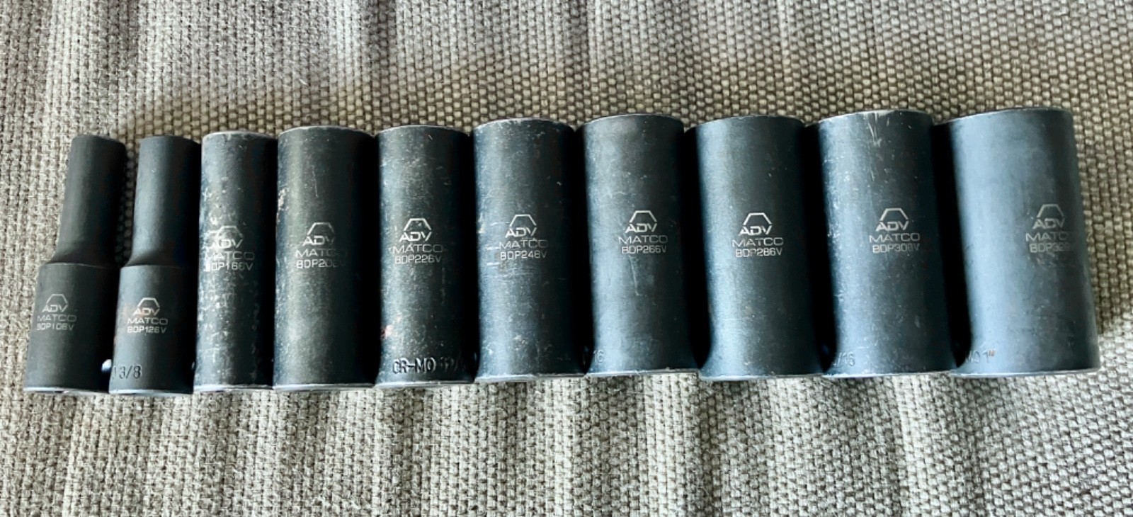 Matco BDP 3/8″ 10 Pc SAE 6 Point Deep Impact Socket Set – 5/16″ – 1″