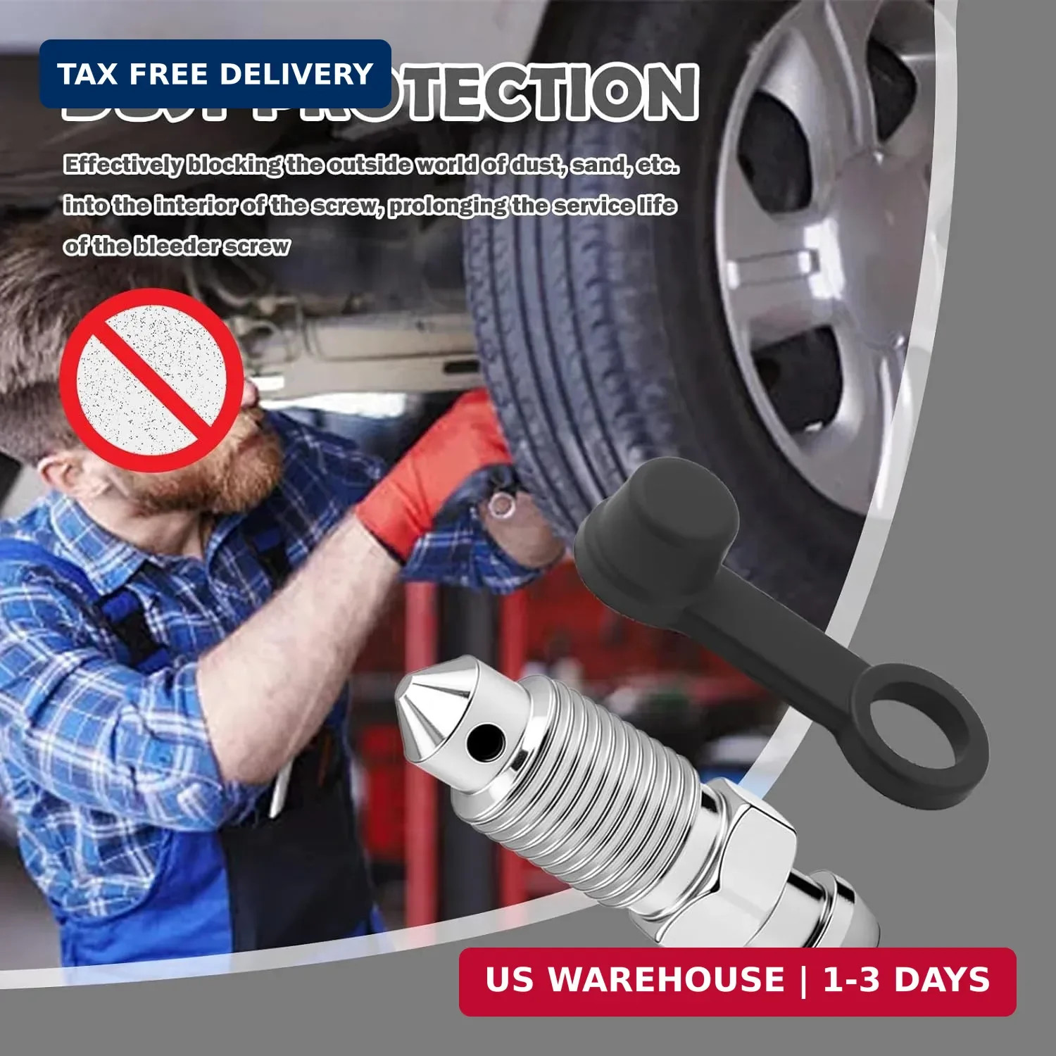 4PCS M10x1.0-32.1mm Car Brake Bleeder Screw with 4PCS Grease Fitting Caps,Sturdy