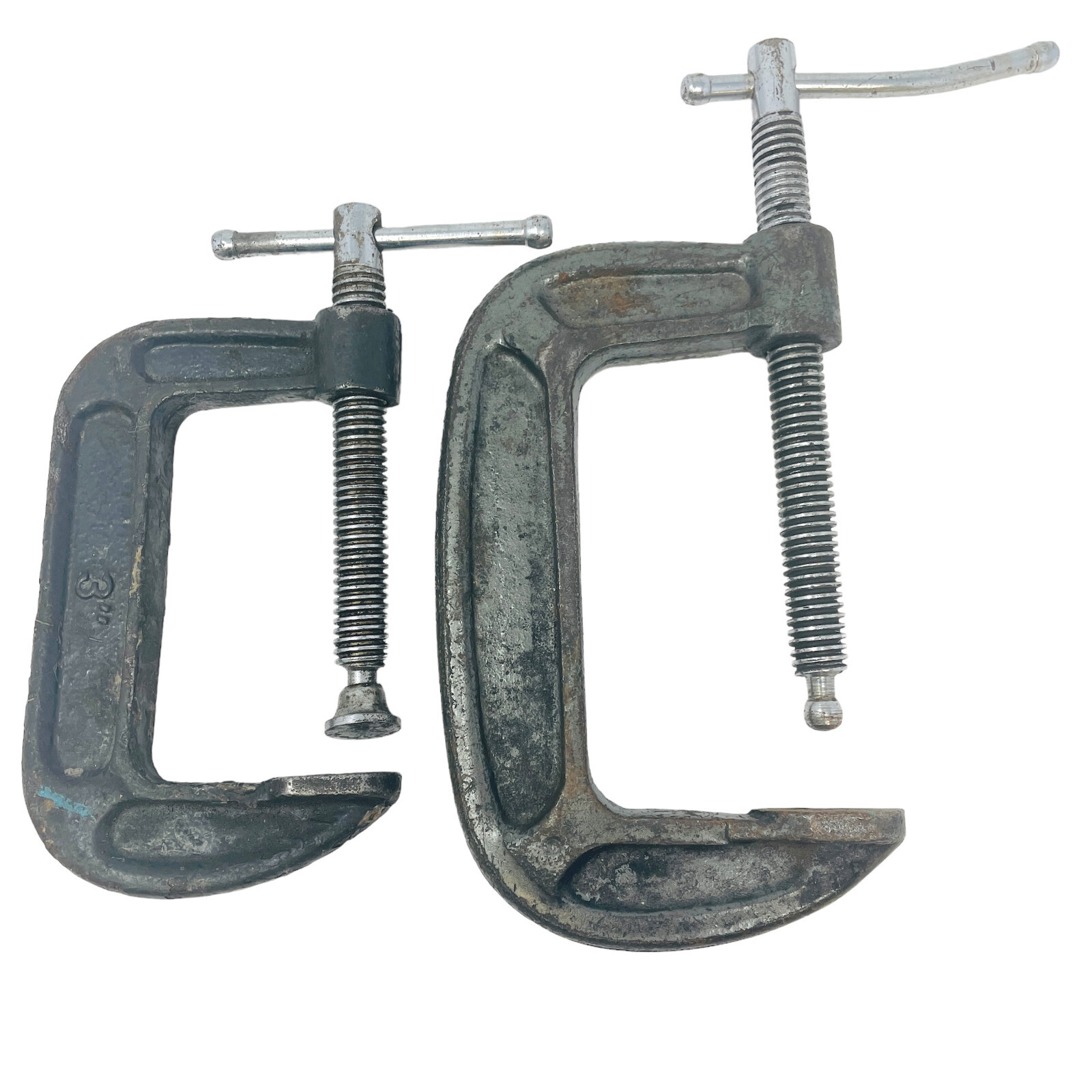 2 Pcs Vintage Drop Forged Heavy Duty Metal Handheld C-Clamp 3, 4 in Adjustable