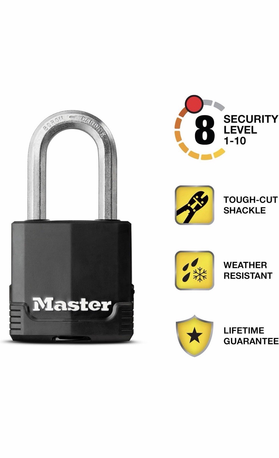 Master Lock Magnum Heavy Duty Outdoor Padlock with Key, Weather Resistant Body