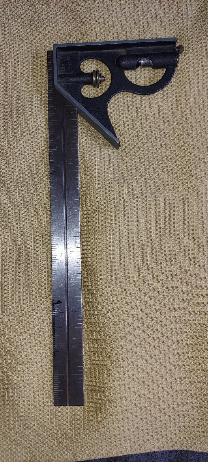 12″ Combination Square Carpenter Machinist Layout Tool w/ Level USA Vintage